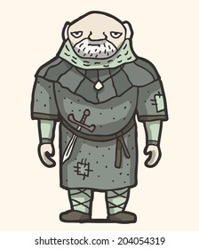 Fantasy monk peasant character vector drawing