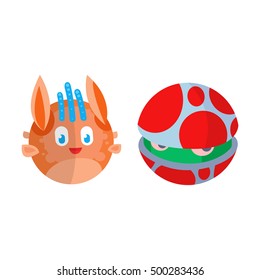Fantasy monster color grunge character funny design element