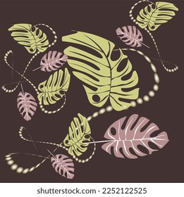 Fantasy. Monstera leaves are delicate in color,