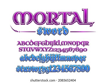 fantasy mortal sword rpg game logo title in jrpg japan style text effect