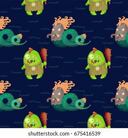 Fantasy mosters seamless pattern