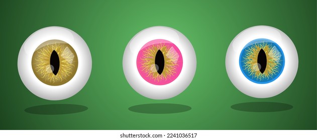 ilustración de vector de globo ocular multicolor, icono de grupo de ojos de serpiente