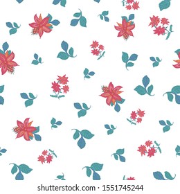 Fantasy multicolored vector seamless pattern with motif tropical flowers. Chintz stylized floral repeat white background.Oriental folk design for wallpaper,textile, blanket, clothing, wrapper, prints.