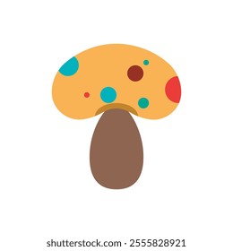 Fantasy mushroom flat icon vector design, kids drawing mushroom vector illustration. 