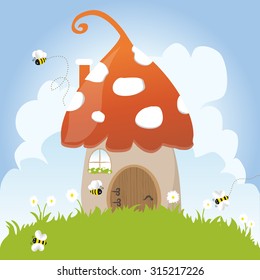 Fantasy mushroom home in forest