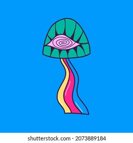Setas de fantasía aisladas en el fondo. Caricatura, estilo psicodélico. Ilustración vectorial.