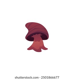 Fantasy mushroom vector icon. Cartoon magic fungi with brown cap and stipe. Fairy nature fungus gui design element, wizard game plant isolated. Organic food ingredient