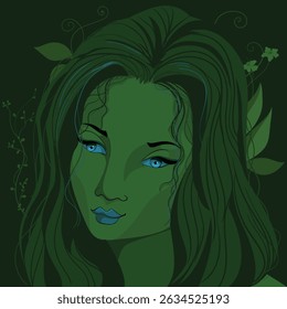 fantasy nature girl in blue eyes