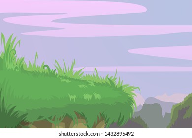 Fantasy nature landscape. Landscape game. Vector illustration of green grass .