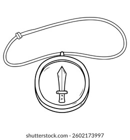 fantasy necklace attack status illustration hand drawn outline vector