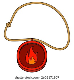 fantasy necklaces fire magic status illustration hand drawn isolated vector