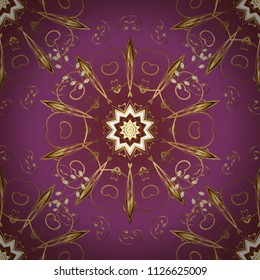 Fantasy nice illustration. Damask orient ornament. Classic seamless vector pattern. Orient purple, brown and beige ornament for fabric, wallpaper and packaging. Classic vintage background.