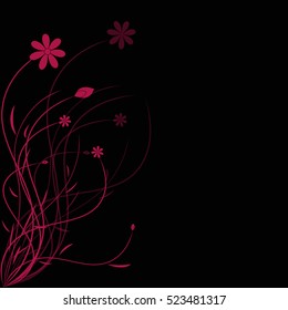 Fantasy night abstract background with flowers