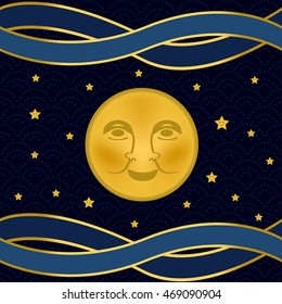 Fantasy Night Sky With A Full Moon And Stars
