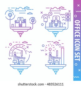Fantasy office icons set. 
