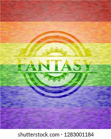 Fantasy on mosaic background with the colors of the LGBT flag