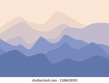 Fantasy on the theme of the evening landscape, sunset in the mountains, panoramic view