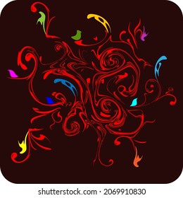 Fantasy on the theme of line and birds, fabulous, multi-colored
