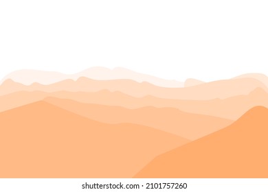 Fantasy on the theme of the morning landscape, sunrise in the mountains, panoramic view, vector illustration