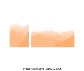 Fantasía sobre el tema del paisaje matutino, amanecer en las montañas, vista panorámica, ilustración vectorial. conjunto de montañas
