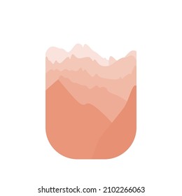 Fantasy on the theme of the morning landscape, sunrise in the mountains, panoramic view, vector illustration