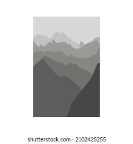 Fantasy on the theme of the morning landscape, sunrise in the mountains, panoramic view, vector illustration