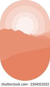 Fantasie zum Thema Morgenlandschaft, Sonnenaufgang in den Bergen, Panoramasicht, Vektorgrafik