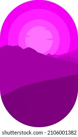 Fantasía sobre el tema del paisaje matutino, amanecer en las montañas, vista panorámica, ilustración vectorial