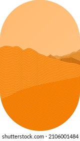 Fantasy on the theme of the morning landscape, sunrise in the mountains, panoramic view, vector illustration