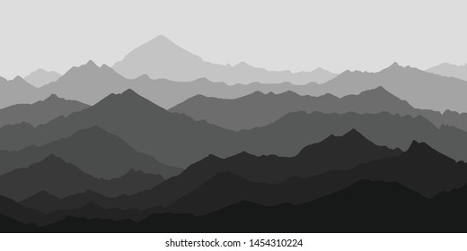 Fantasy on the theme of the mountain landscape, black and white landscape