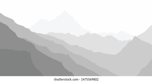Fantasy on the theme of the mountain landscape, black and white landscape