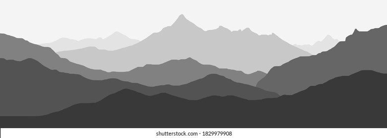 Fantasy on the theme of the mountain landscape, black and white landscape
