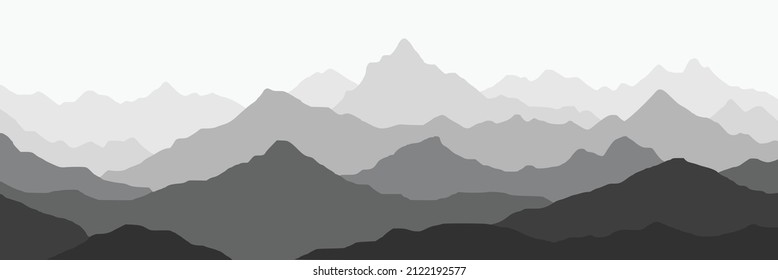Fantasy on the theme of the mountain landscape, black and white landscape