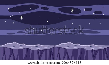 Fantasy outer space scene in cartoon style illustration