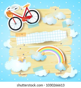 Fantasy panel with bike and copy space, vector illustration eps10