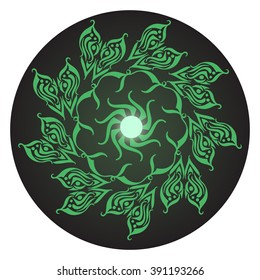 Fantasy pattern. Circular ornament design element. Vector Mandala