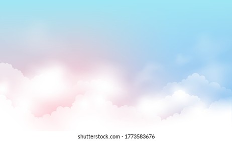 Fantasy pink and blue sky with clouds
