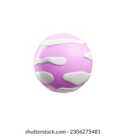 Planeta rosa de fantasía con un estilo 3d lindo, ilustración vectorial aislada en fondo blanco. Conceptos de espacio, planetario y astronomía.