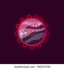 Fantasy planet logo. Flat style vector illustration for games and apps. Sci-fi planet concept on black background.