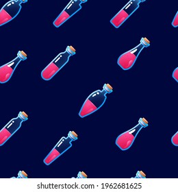 fantasy potion bottle seamless pattern