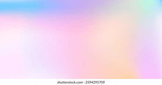 Fantasy princess background with stars, lights and glow. Vanilla sky. Kawaii unicorn wallpaper on hologram backdrop with fantasy glares. Premium vector.