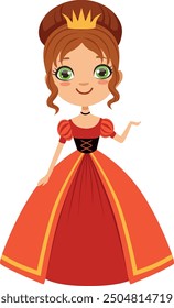 Fantasy princess character. Queen girl in golden crown