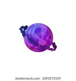 Fantasy purple planet. Fantastic space from alien universe vector illustration. Cosmic element for game design isolated on white background