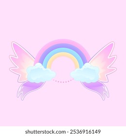 Fantasie Regenbogen Flügel Logo Illustration