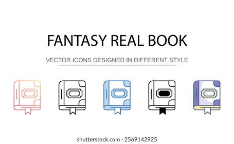 Fantasy Real book icon design with white background stock illustration