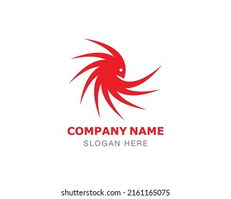 Fantasy Red Bird With Abstract Swirl wings Logo Design
