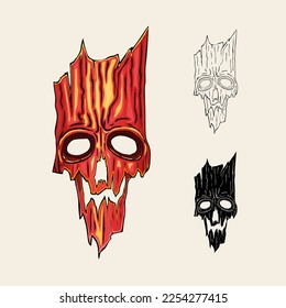 Fantasy red mask, vector illustration, logo, sign