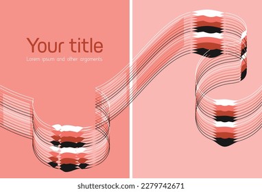 fantasy ribbon on face powder color background. Two open pages