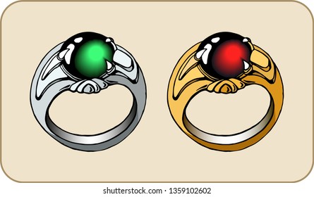 Fantasy ring with a stone. For game design. 