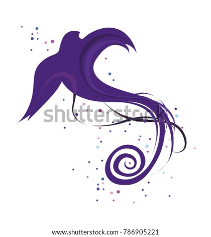 Fantasy rising phoenix bird, vector illustration